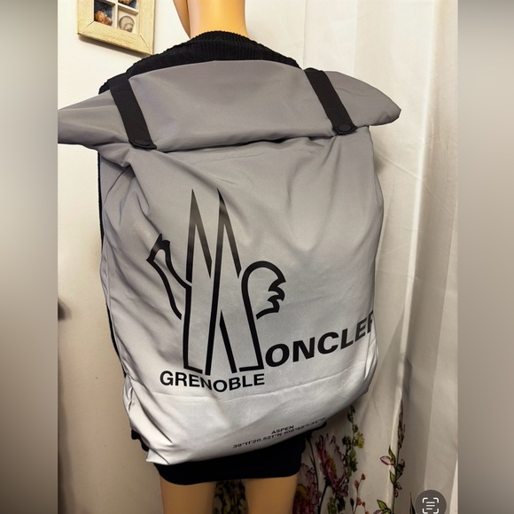 Moncler GRENOBLE ASPEN Ski Reflective Bag Backpack Big Logo New Authentic Unisex - Picture 1 of 10